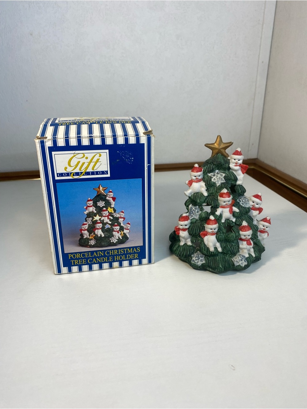 Vtg Gift Collection 5" Porcelain Christmas Tree Candle Holder